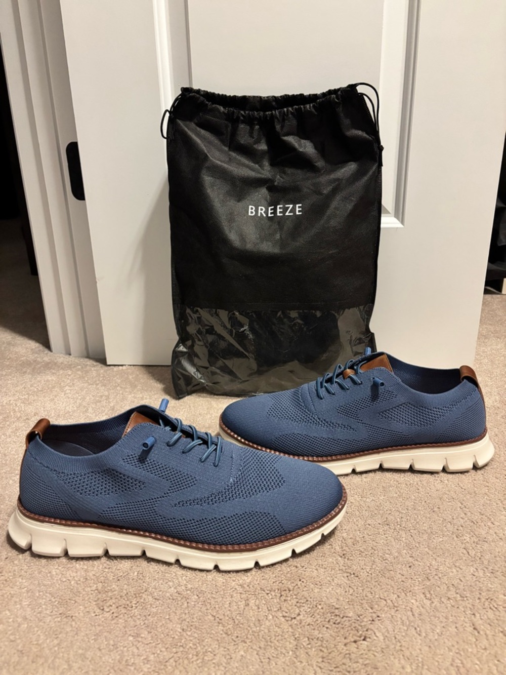 Breeze Men's Blue Knit Slip-On Casual Loafers